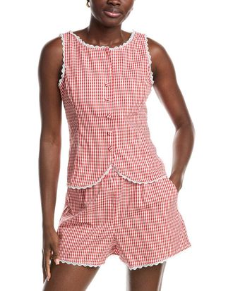 French Connection Lace Trim Poplin Vest