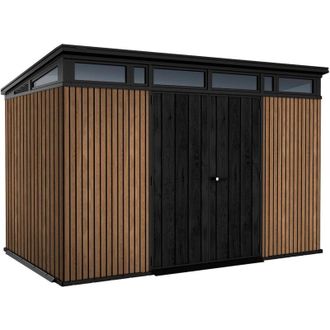 Keter Casetta Box da Giardino 340x218x226 cm Keter Signature Venetian Pent 11x7 Effetto Legno Marrone e Antracite