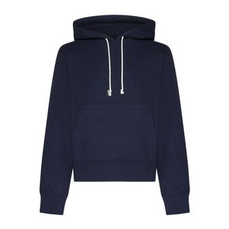 Saint Laurent Hoodies, male, Blue, Size: 2XL Cotton Hooded Sweatshirt