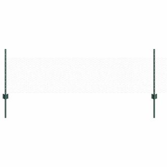 Berkfield Home Fence Posts 11 pcs U-Channel Green 60 cm Steel, Hexagon Fence Gre