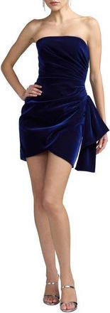 Mac Duggal Strapless Velvet Draped Mini Dress in Midnight at Nordstrom, Size 10