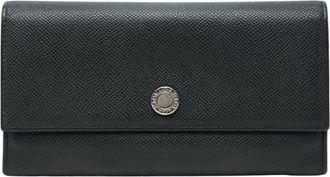 Bulgari Black Leather Long Wallet (Bi-Fold) (Pre-Owned)