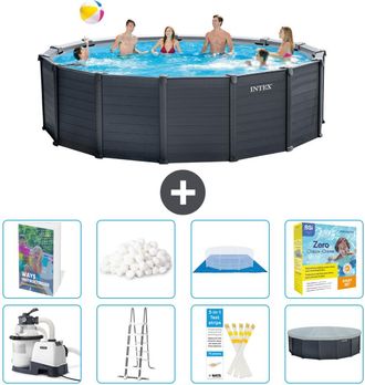 Intex Piscina Graphite Panel Redonda - 478x124 Cm - 9-piezas S597