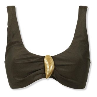 SIMKHAI Badmode, Dames, Bruin, M, Nylon, Veyra Shell Bikini Top