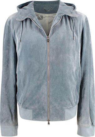 Louis Vuitton Bleu Gris Suede Bomber Jacket Size S