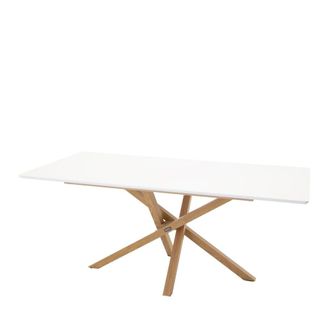 Venture Design Mesa de comedor para 8 personas de madera y metal - Blanco
