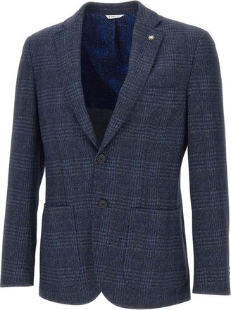 Manuel Ritz Jassen, Heren, Blauw, M, Micro Patterned Viscose Blend Jersey Blazer
