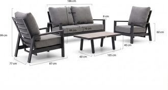 Tierra Outdoor Musone stoel-bank loungeset 4-delig 4-zits verstelbaar