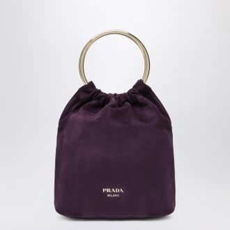 Prada Mini bucket bag in plum suede