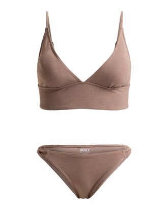 Roxy Badeanzug ROXY Lasca, Damen, Gr. XXL, grau (deep taupe), Obermaterial: 78% Nylon, 9% Nylon, 7, 00% Metall, 6, 00% Elasthan;, Badeanz&uuml;ge Badeanzug