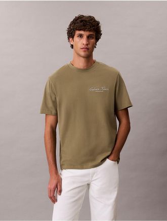 Calvin Klein Jeans Calvin Klein Mens Small Script Logo Graphic Classic T-Shirt - Green - XL
