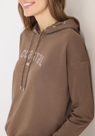 Cecil Hoodie CECIL, Damen, Gr. XXL (46), urban taupe, Sweatware, Obermaterial: 83% Baumwolle, 17% Polyester, bestickt, bequem h&uuml;ftbedeckend, Rundhals, Sweat