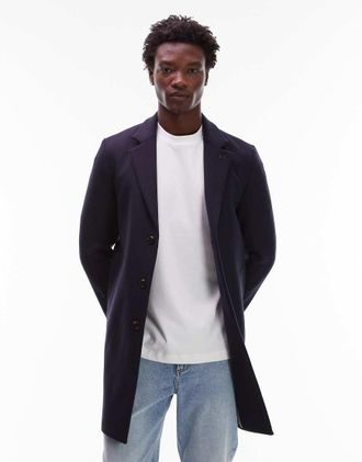 Tommy Hilfiger Cappotto blu navy lunghezza media in lana