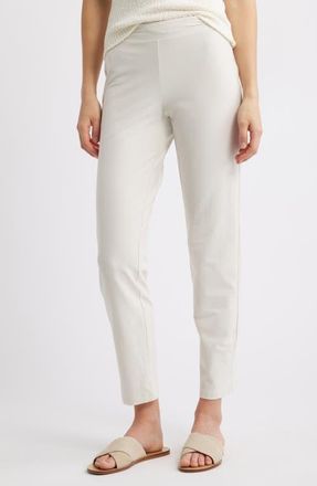 Eileen Fisher High Waist Slim Ankle Pants in Bone at Nordstrom, Size Xx-Small