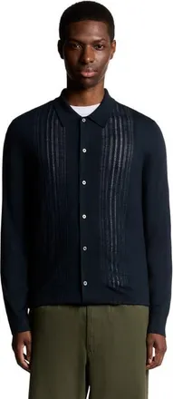 Lyle & Scott Long Sleeve Cable Knitted Shirt in Carbon at Nordstrom, Size Xx-Large