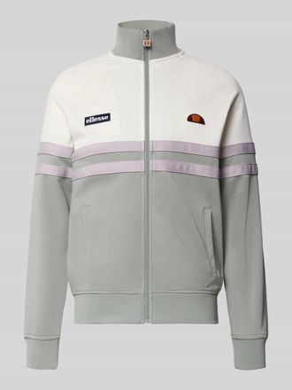Ellesse Trainingsjacke mit Label-Patch und Stehkragen Modell RIMINI in Mittelgrau, Gr&ouml;&szlig;e XXL