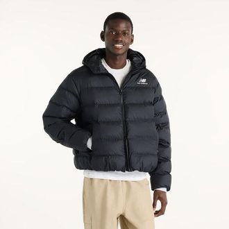 New Balance Hombre Boston Puffer Jacket en Negro, Poli&eacute;ster, Talla 2XL