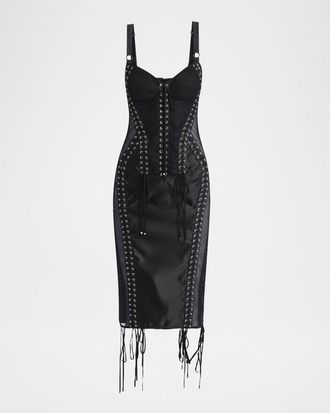 Dolce & Gabbana Flucq Lace-Up Midi Bustier Dress