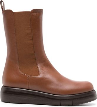 Paloma Barceló Jack round-toe boots - women - Calf Leather/Calf Leather/Rubber - 40 - Brown