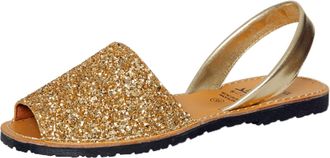 Avarcashop Avarcas Womens Genuine Leather Summer Sandals Glitter Espandrillos Menorquinas Menorca Sandals (Gold, EU Shoe Size System, Adults, Women, Numeric, M, 