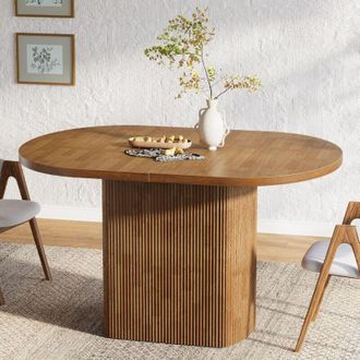 Tribesigns Tribesigns Tavolo da Pranzo Ovale per 4 Persone, 120 cm, Tavolo Cucina Rustico con Base in Legno, Tavolo da Pranzo Piccolo per Sala da Pranzo