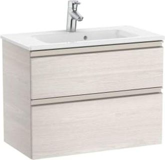 Roca Roca - Pack Unik Mueble Base Compacto De 2 Cajones + Lavabo The Gap Color: Fresno N&oacute;rdico - Medidas: 705x380x537 Mm