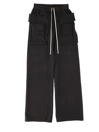 Rick Owens Wide-Leg Black Trousers with Elastic Waistband and Utility Pockets
