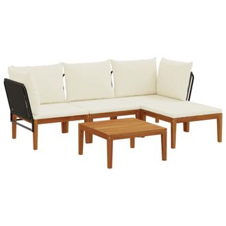 vidaXL 5 Pz Legno Massiccio Di Acacia E Corda Naturale Vidaxl