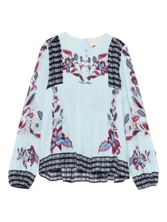 Farm Rio Marcelle geplooide blouse met bloemenprint - Blauw