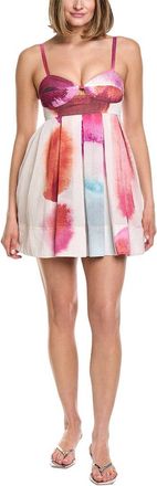 AMUR Allison Linen-Blend Printed Mini Dress