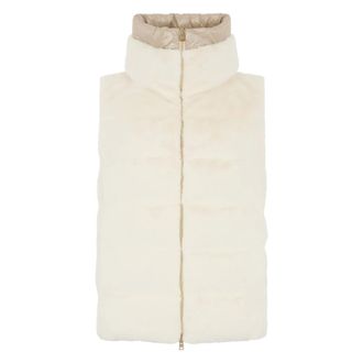 Herno Waistcoats, female, White, S, Faux Fur Puffer Vest