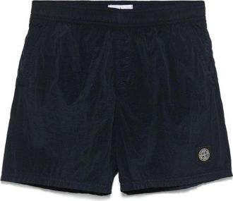 Stone Island Badmode, Heren, Blauw, S, Nylon, Compass Patch Zwemshorts