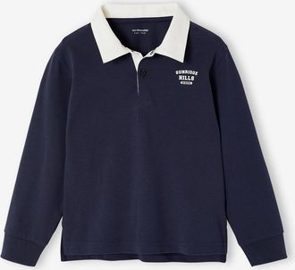 Vertbaudet Gestreiftes Jungen Poloshirt mit Kontrast-Kragen marine