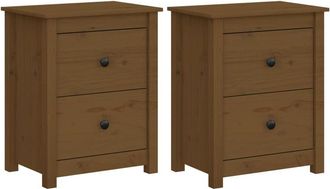 vidaXL Vidaxl - Mesitas de noche 2 uds madera de pino marrón miel 50x35x61,5 cm