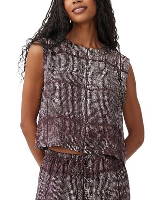 Bella Dahl Boxy Button Back Silk-Blend Top