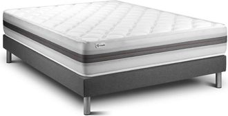 VITALIT Somier gris + colch&oacute;n con espuma viscoel&aacute;stica 140 x 190