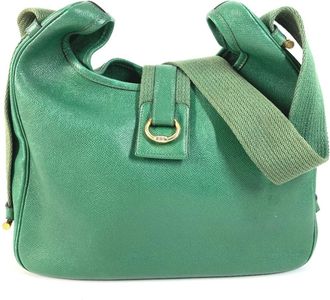 Herm&egrave;s Green Courchevel Leather Shoulder Bag Tote Bag (Pre-Owned)