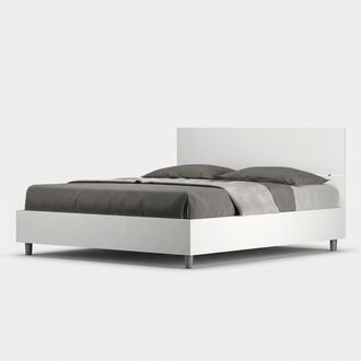 ITYhome Cama Doble Francesa 140x190 Cabecero Recto Madera Blanca Demas