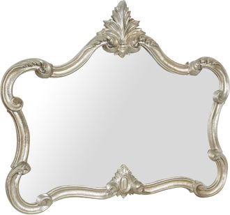 Biscottini International Biscottini - Espejo De Pared De Madera Con Acabado De Hoja De Plata Antigua Hecho En Italia