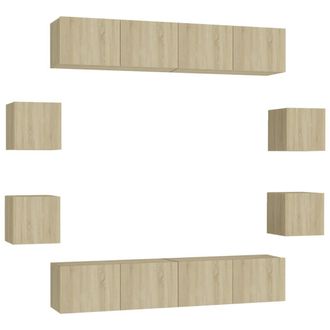 vidaXL Juego De Muebles De Sal&oacute;n 8 Piezas Roble Sonoma Vidaxl