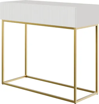 Selsey Selsey - Veldio - Mesa Consola Con Caj&oacute;n, Blanca Con Patas De Metal Dorado, 90 Cm