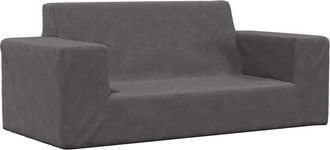 vidaXL Sof&aacute; Para Ni&ntilde;os De 2 Plazas De Felpa Suave Gris Antracita Vidaxl