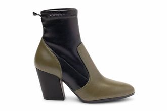 Hogan Womens Two-Tone Block-Heel Boots In Green