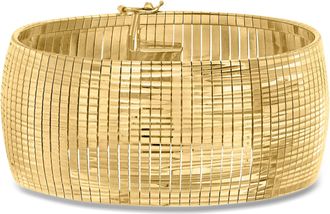 Ross-Simons Italian 18kt Gold Over Sterling Diamond-Cut and Polished Omega Bracelet