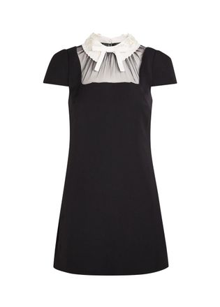 Self Portrait Faux Pearl-embellished Crepe Mini Dress - Black - 16 (UK16 / XL)