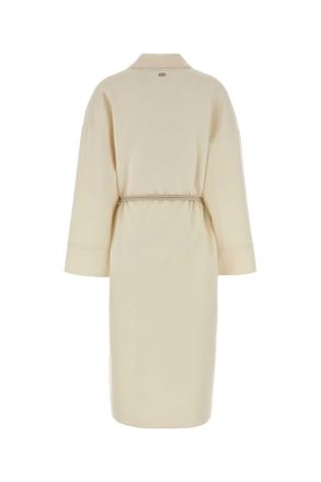 Agnona Womens Ivory Wool Blend Coat White Exterior: Cashmere Cappotti