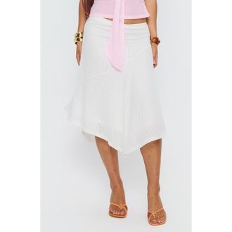 Princess Polly Adrea Asymmetric Midi Skirt in White at Nordstrom, Size 12