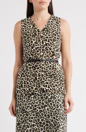 Anne Klein Belted Vest in Bay Leaf Multi at Nordstrom, Size 10