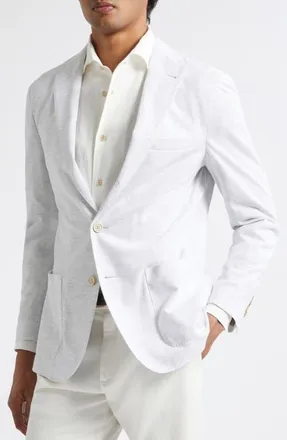 Eleventy Cotton & Linen Sport Coat with Removable Bib in Light Melange Gray at Nordstrom, Size 52