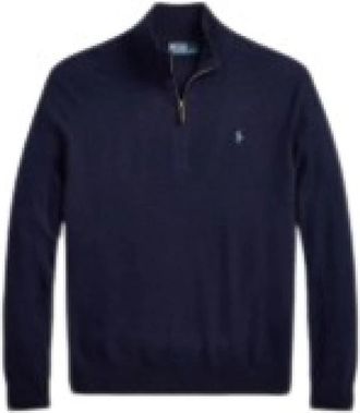 Polo Ralph Lauren Wool Half-Zip Sweater - Heren - Vesten met rits - Blauw - XL - Wol - Hoodies & sweatvesten